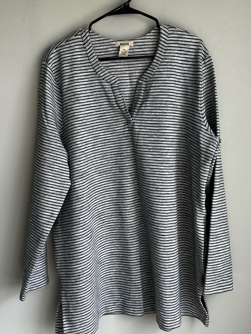 Duluth Trading Co Gray Striped Sweatshirt XXL